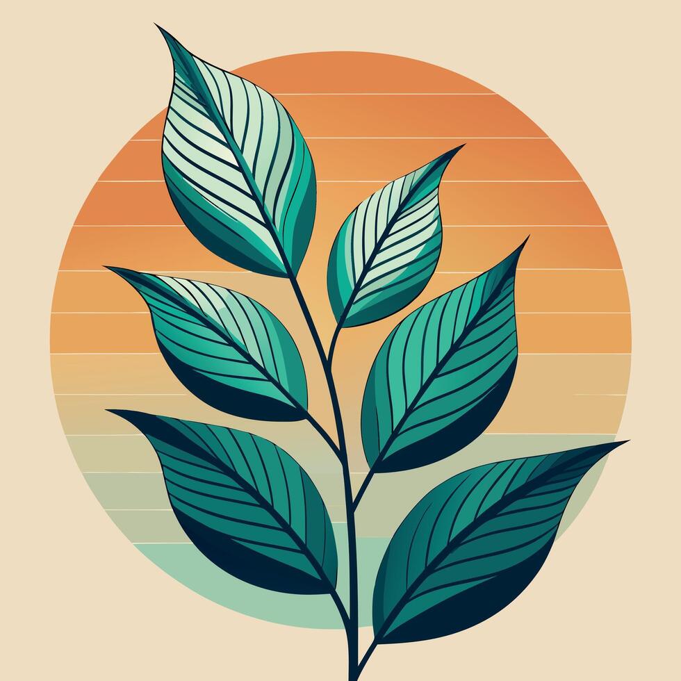 Retro Botanical Plant Sunset vector