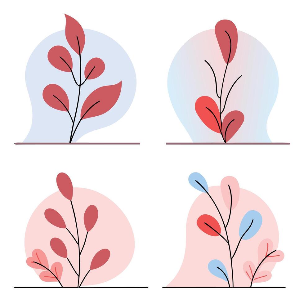 Minimalist Botanical Leaves Illustration Set vector