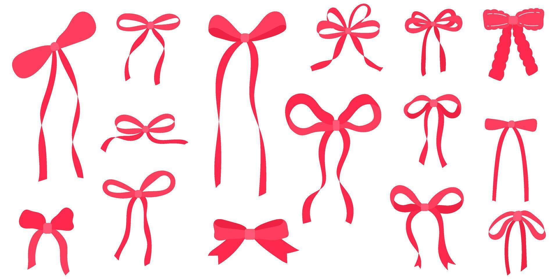 collection of ribbon bows in various styles for decoration vector