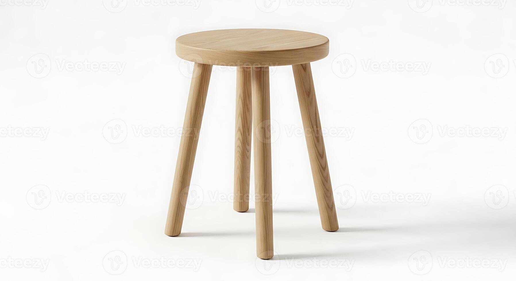 Light beige wooden stool photo
