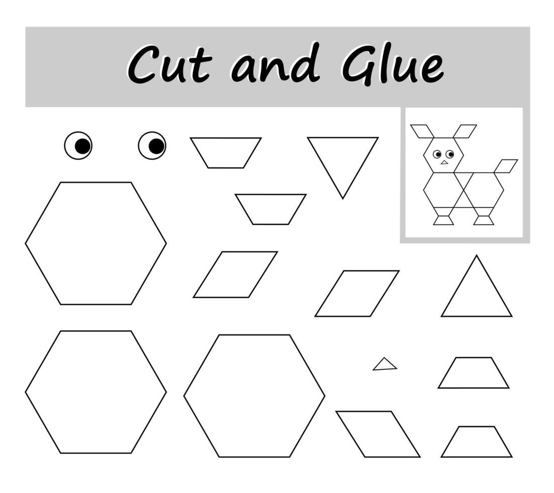 Color, cut parts of the image and glue on the paper vector
