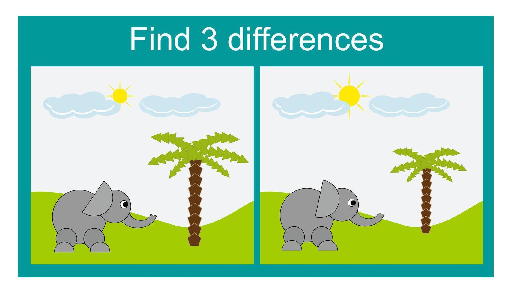 Find 3 differences. Logic puzzle game for children. Preschool worksheet activity. vector