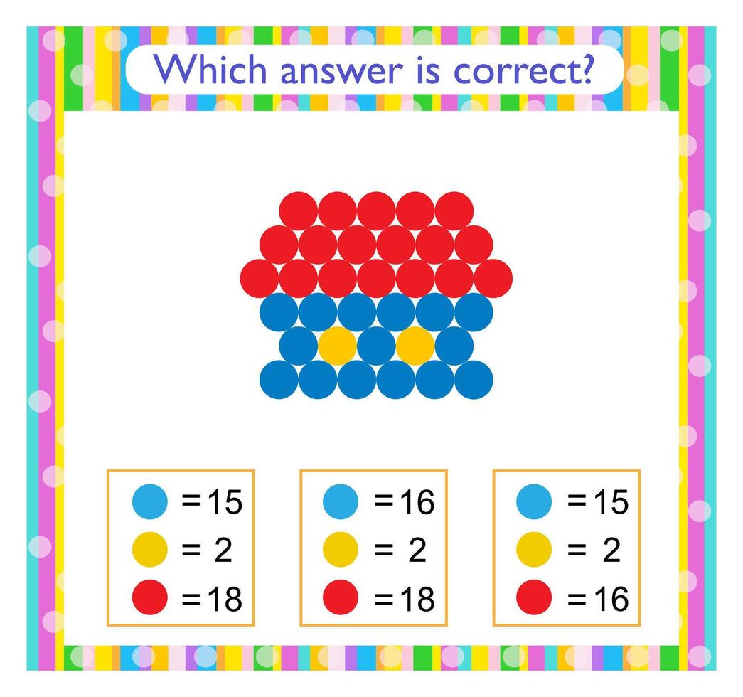 Math activity for kids. Find the correct answer. Cartoon house vector