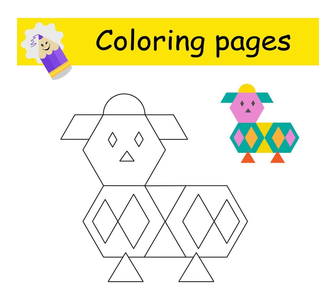 Coloring book. Illustration for children education Cartoon animal. vector
