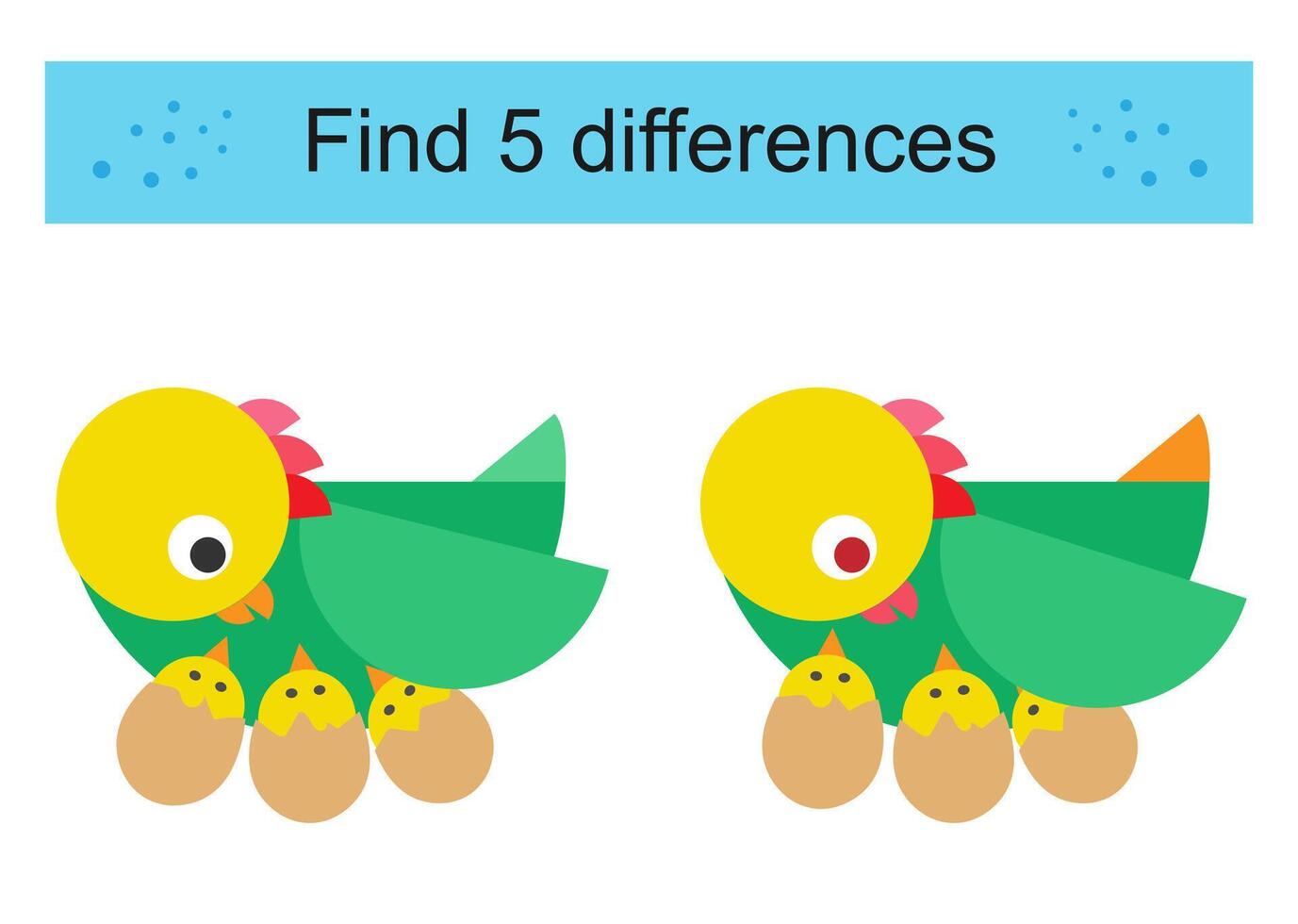 Find 5 differences Logic puzzle game for kids. vector
