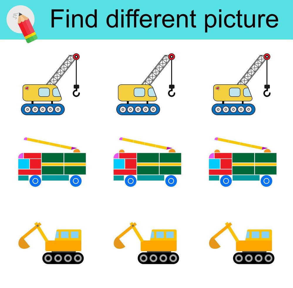 Logic game. Find different picture. vector