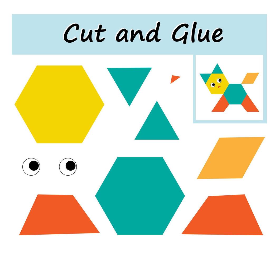 Cut parts of the image and glue on the paper. DIY worksheet. Cartoon animal. vector