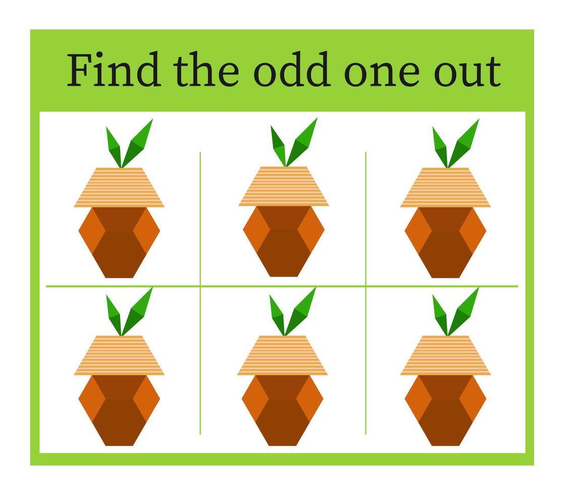 Task for development of attention and logic. Cartoon acorn. vector