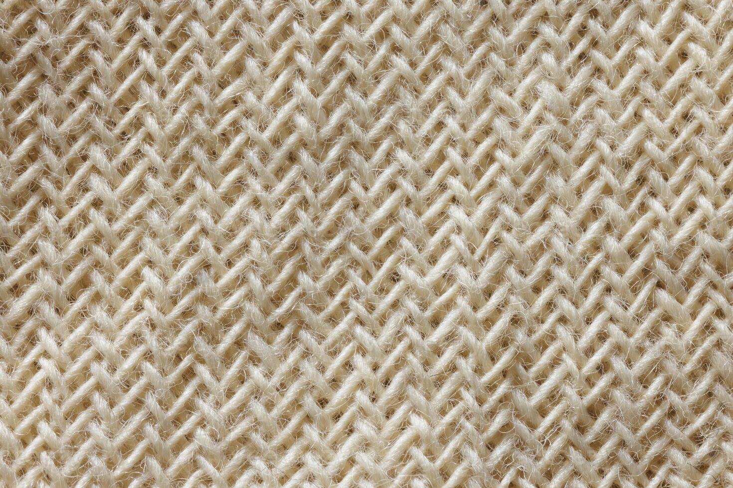 Macro view of rough natural jute textile with detailed woven zigzag structure and earthy texture. photo