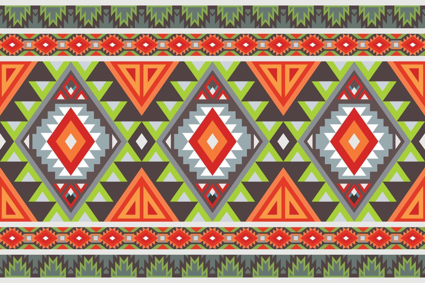 Seamless tribal pattern with bold geometric diamond shapes, sharp angles, and vibrant ethnic-inspired design elements vector
