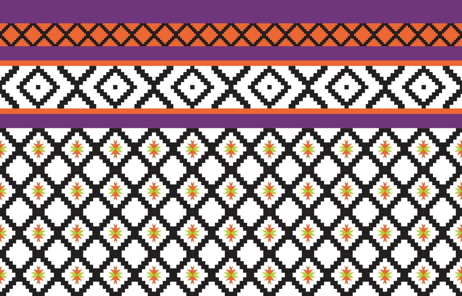 A vibrant and intricate traditional pattern featuring geometric shapes, traditional motifs, and bold colors. Ideal for textile design, wallpaper, fabric, and other creative projects. vector