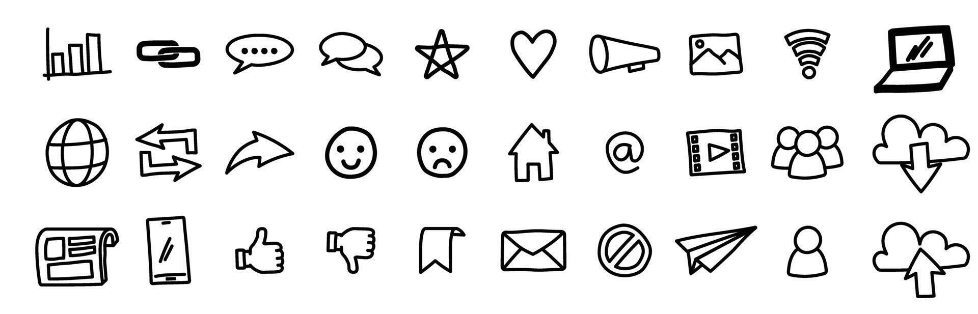 social media doodle hand drawing sketch messy like share button vector