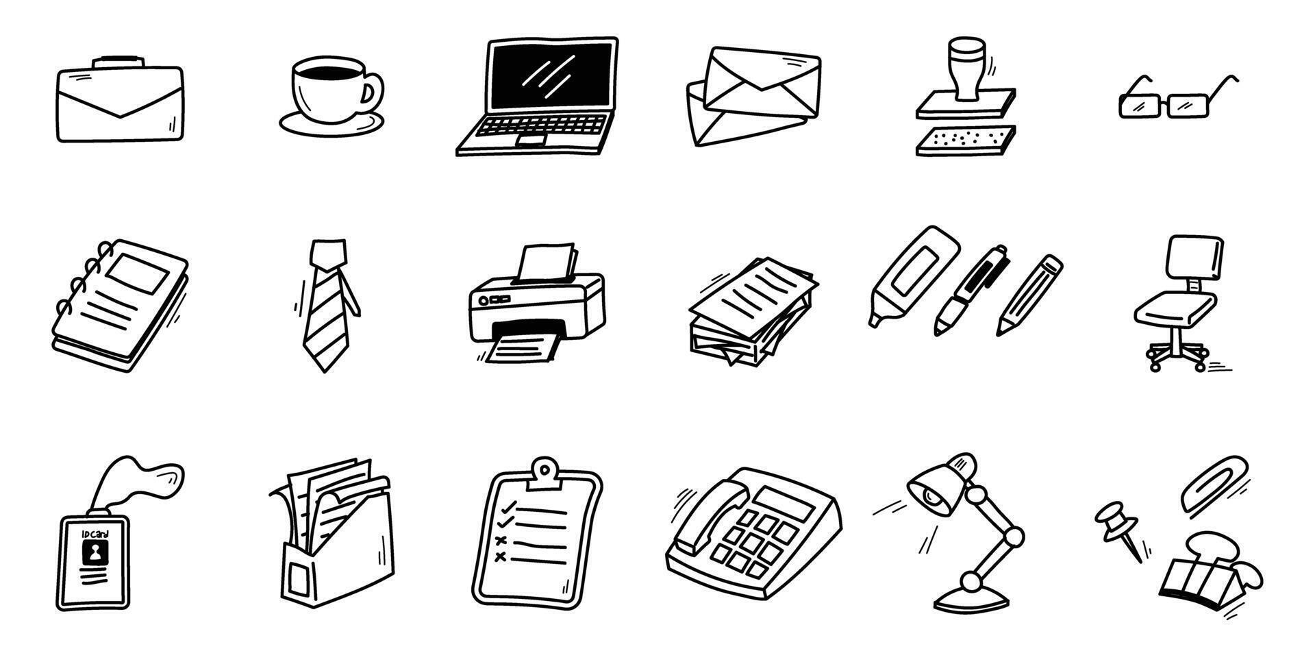 office doodle icon hand drawing work job drawing symbol vector