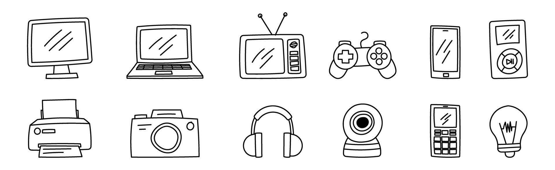 gadget doodle hand drawing electronic icon vector
