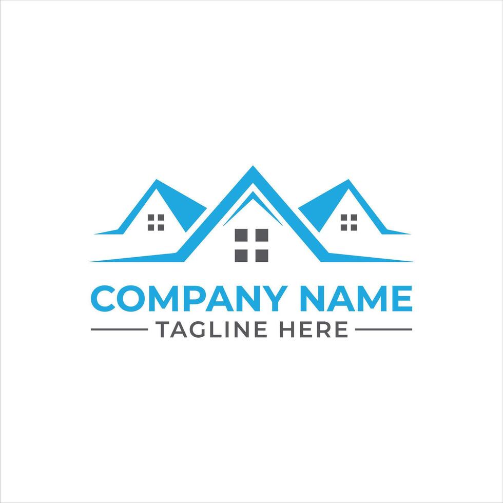 Professional Real Estate Company Logo Design Depicting Growth and Trustworthiness with a Modern Aesthetic Showcasing Three Houses and a Catchy Tagline for Brand Recognition vector