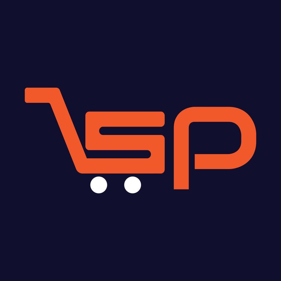SP shopping cart logo for online store and e-commerce branding vector