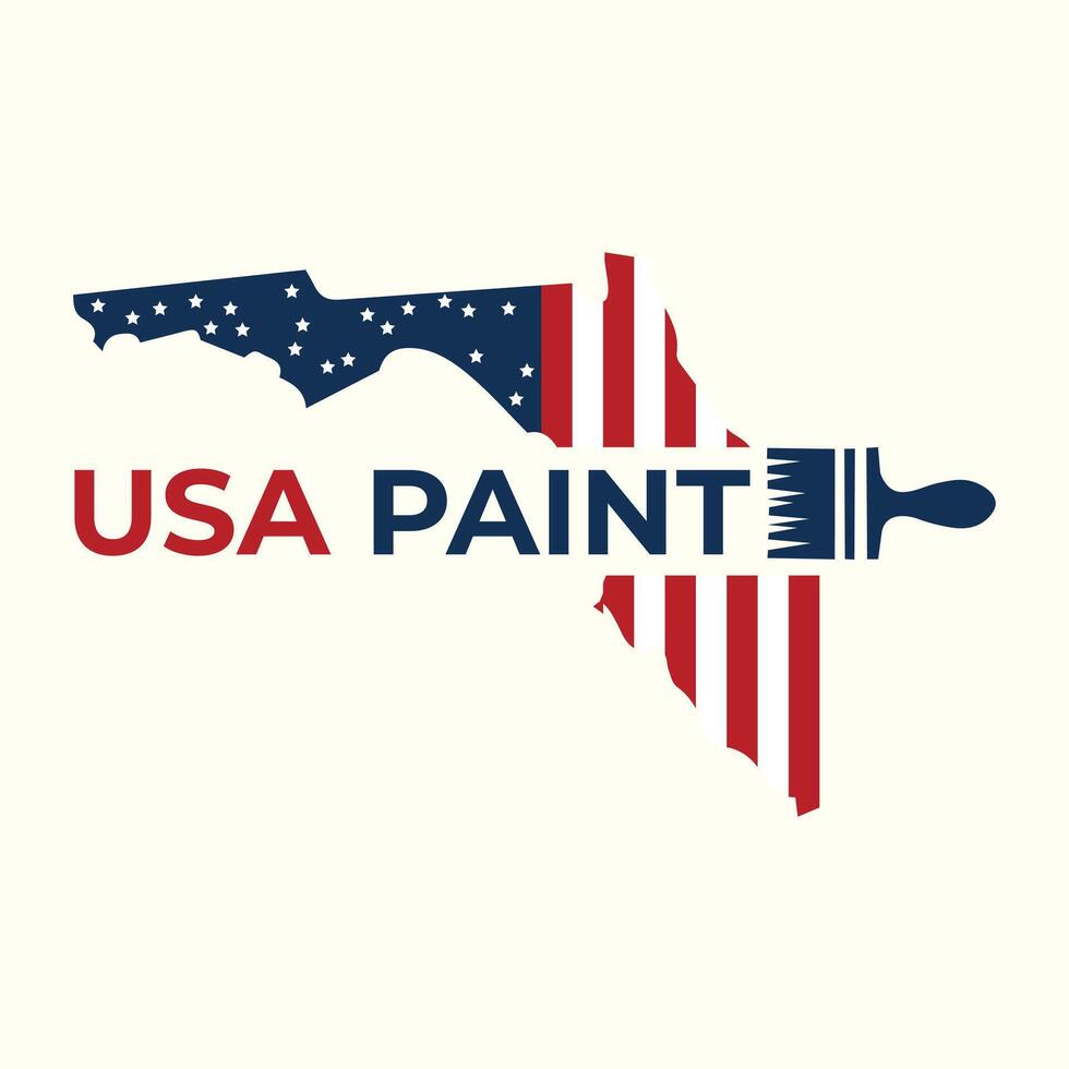 USA Paint Logo Featuring the American Flag and Florida Shape vector