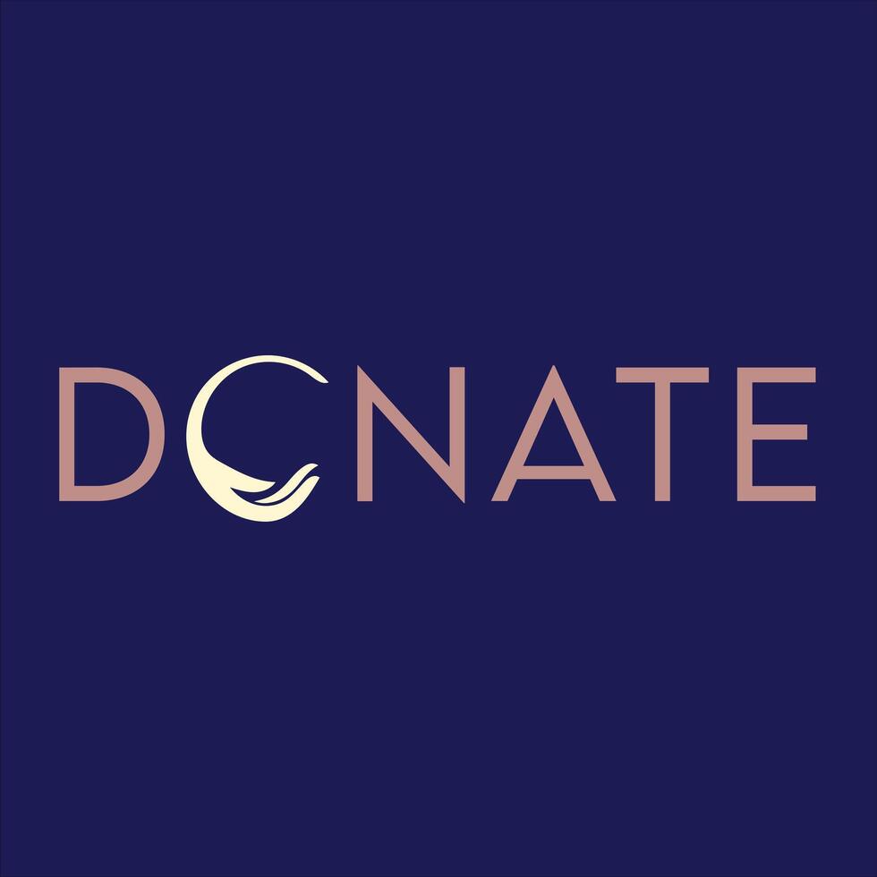 Elegant Donate Logo with Abstract Water Drop Symbol and Modern Typography vector
