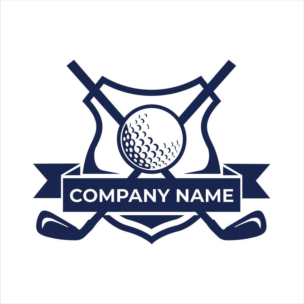 Golf Club Emblem with Crossed Clubs Ball and Company Name Banner vector