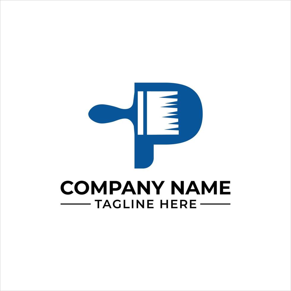 Creative Painting Company Logo with Brush and Letter P vector