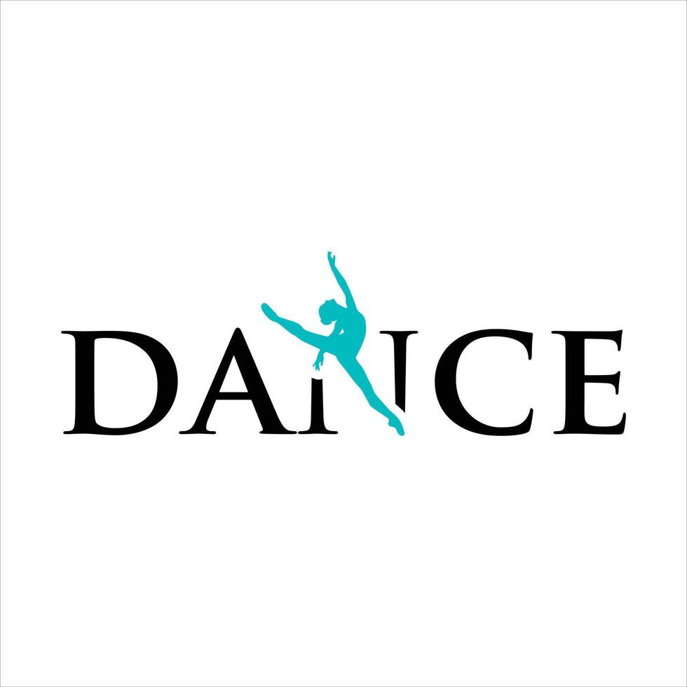 Elegant Dance Studio Logo Featuring a Silhouette of a Dancer Integrated with the Word Dance Conveying Grace Movement and Artistic Expression Evoking a Sense of Creativity vector
