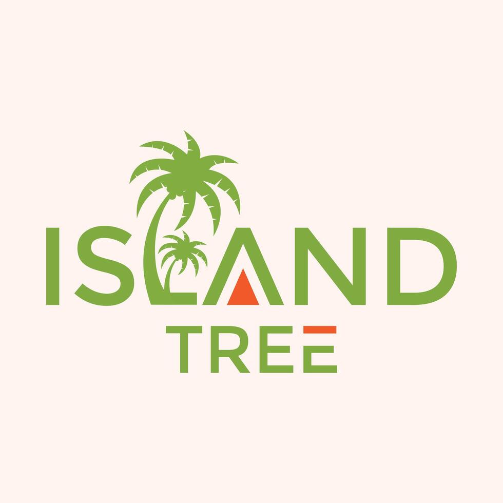 Island Tree Logo Design Tropical Palm Emblem vector
