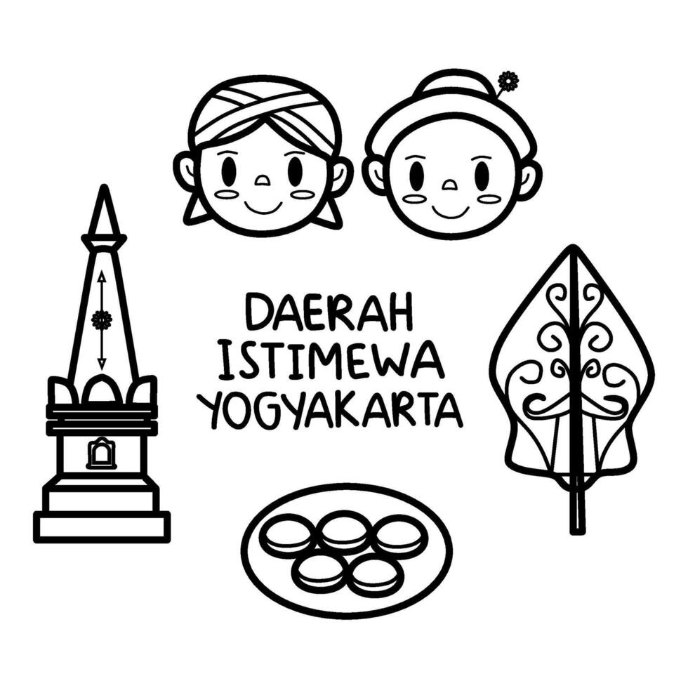 Set Of Hand-Drawn Yogyakarta Culture Doodle Icons vector
