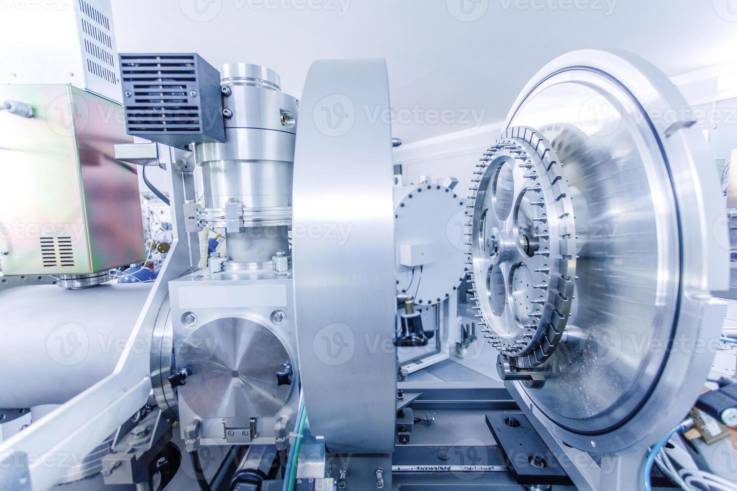 Close-Up View of Hadron Collider Particle Accelerator in High Tech Physics Laboratory Setting photo