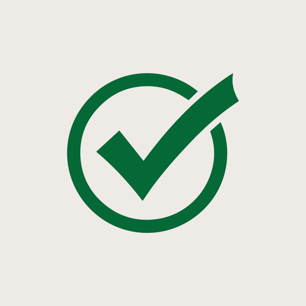 Flat Green Tick Symbol in Circle for Done, Correct, and Confirmed Use vector