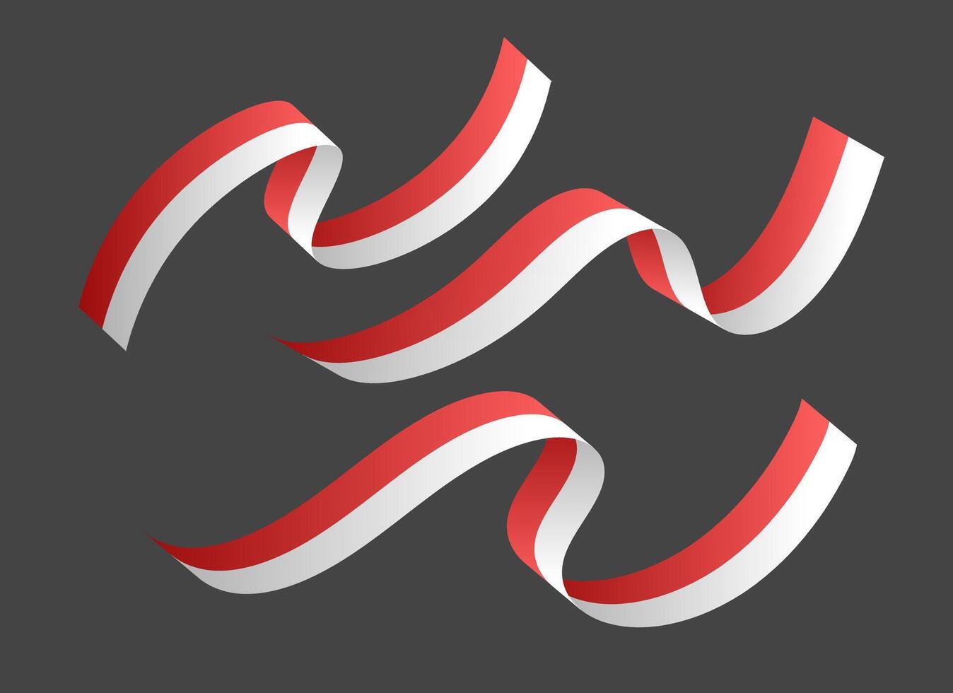 Set wave flag indonesia vector