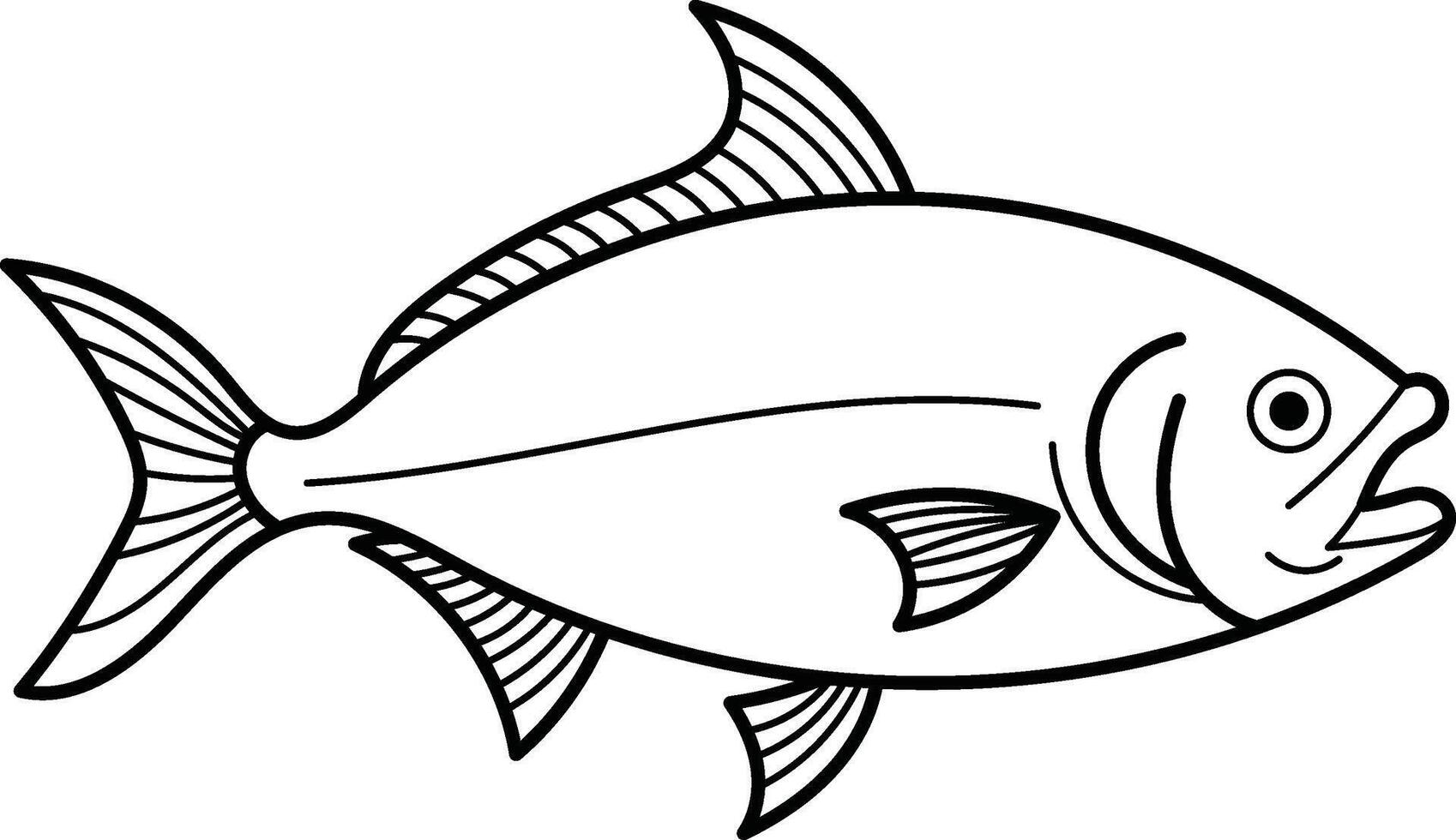 Tuna fish line drawing of a catfish cousin suitable for seafood restaurant menus, packaging designs, ocean themed illustrations, and educational materials vector