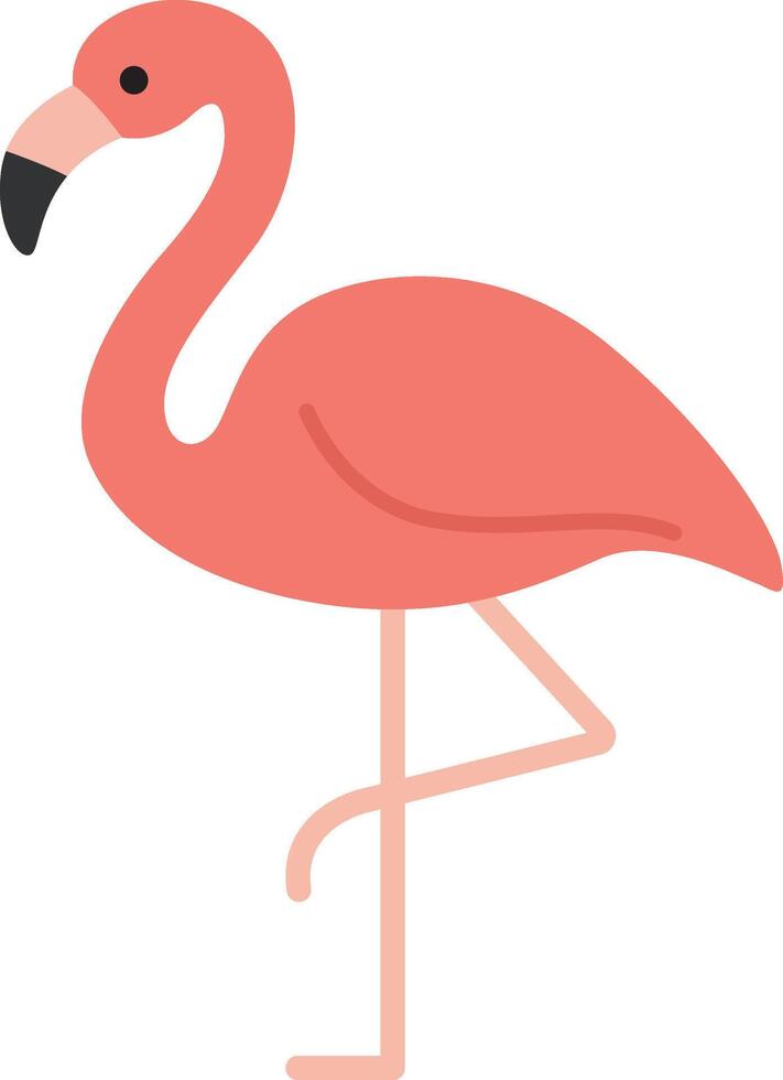 Cute flamingo showcasing pink plumage standing on one leg. Suitable for nature, wildlife, animal lifestyle topics, fabrics, home decor vector