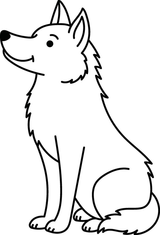 Wolf like canine sitting line drawing. It is suitable for pet related designs for wildlife themed projects vector