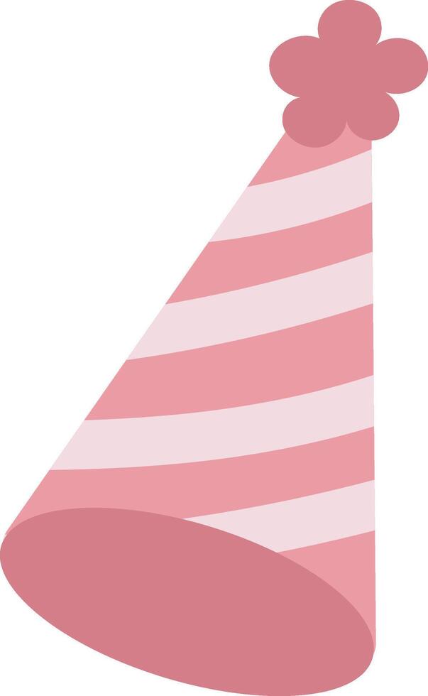 Party hat with pink flower suitable for celebrations like birthdays, bridal showers, and tea parties, adding a chic touch. Festive accessory vector