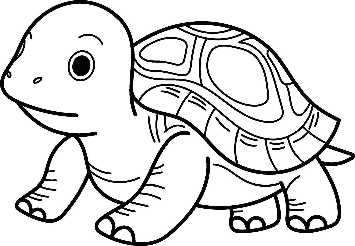 Cute cartoon turtle drawing. Suitable for kids books, educational materials, logos, and stationery designs. Perfect for nature themed projects vector