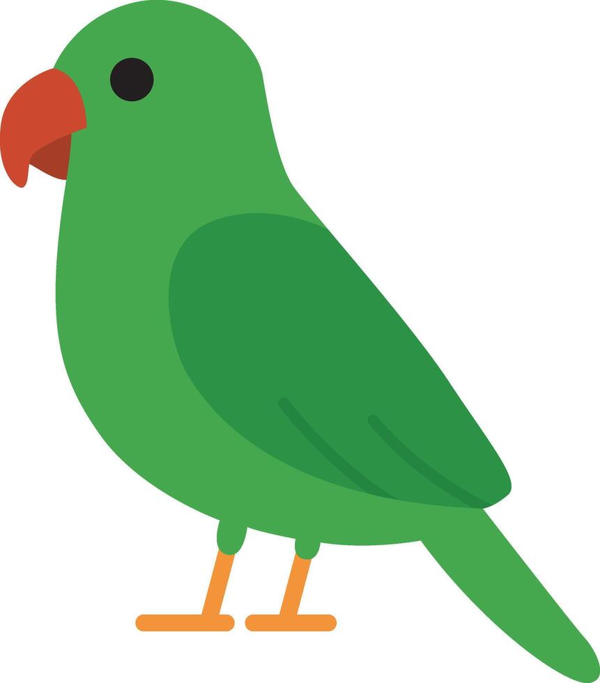 Cute parrot with vibrant green feathers and orange feet suitable for tropical designs, nature themed projects, and colorful bird illustrations vector