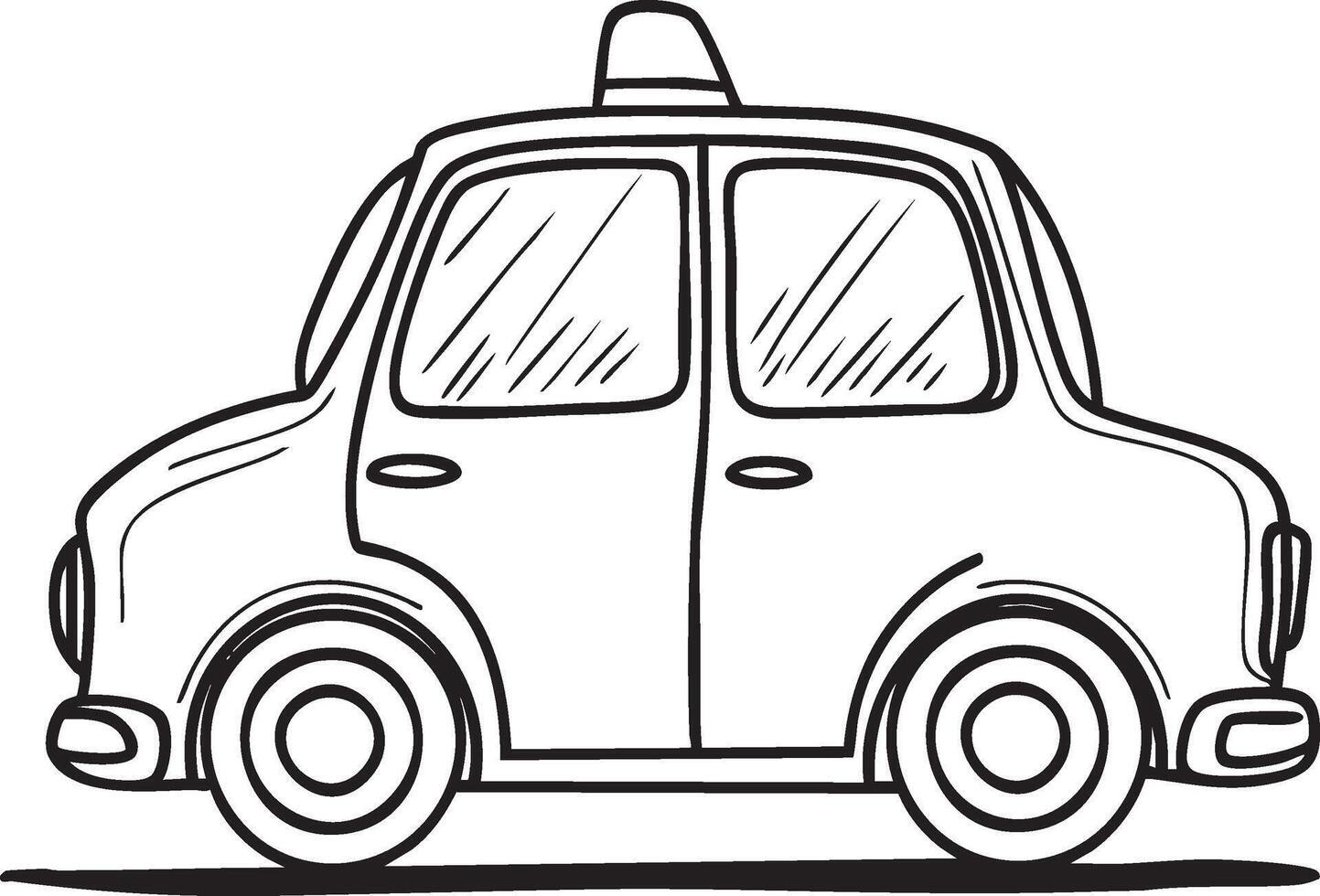 Minimalist black and white taxi outline. Ideal for posters, websites, and projects needing a mysterious, sleek aesthetic vector
