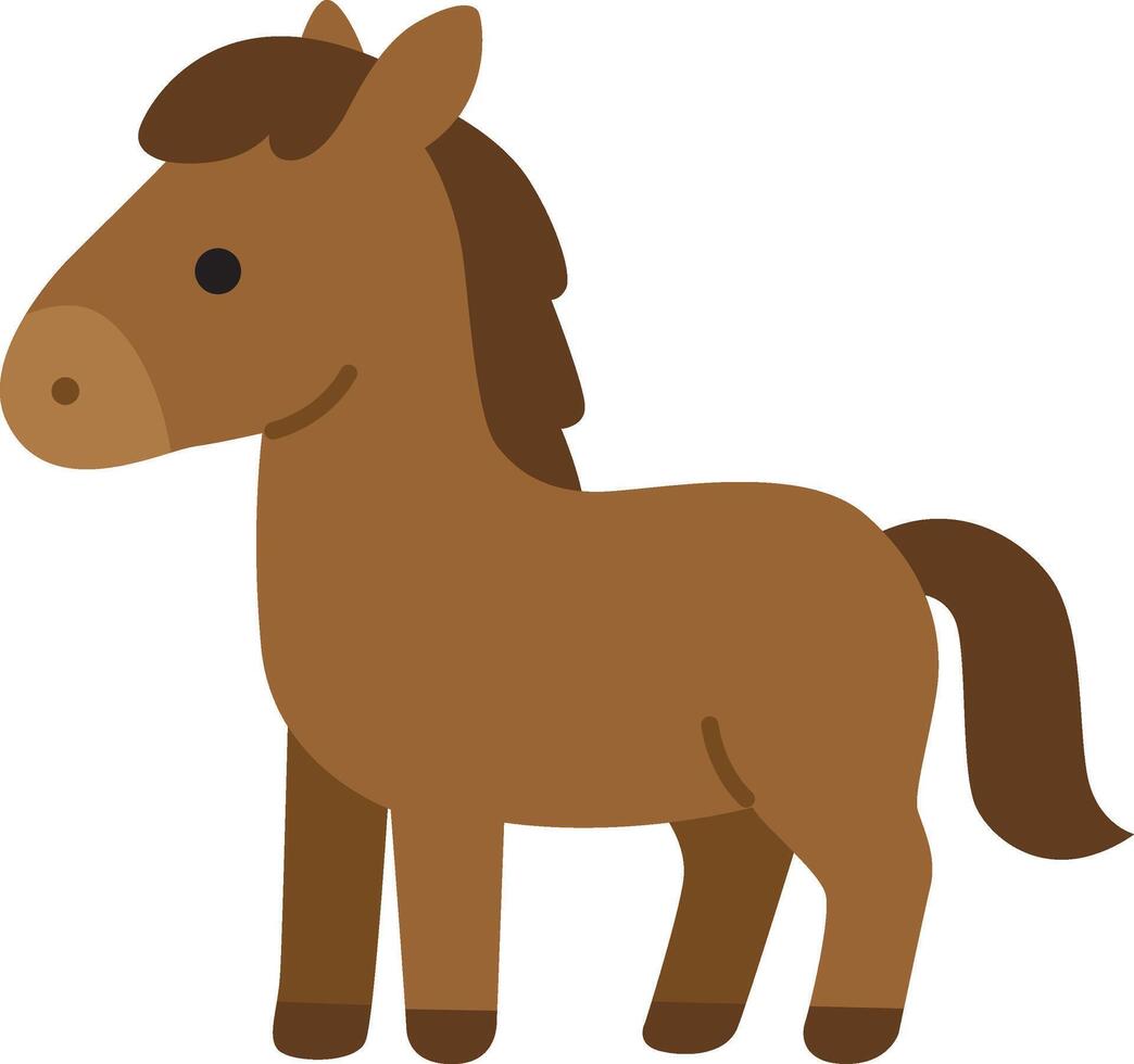 Cute horse in brown cartoon form, perfect for children's books, farm themed designs, equestrian logos, and nature inspired illustrations vector