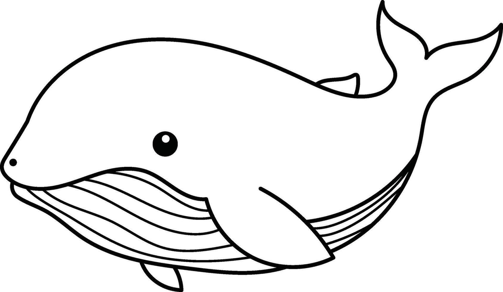 Simple whale line drawing, suitable for children's book illustrations, ocean themed designs, and educational materials for all ages vector