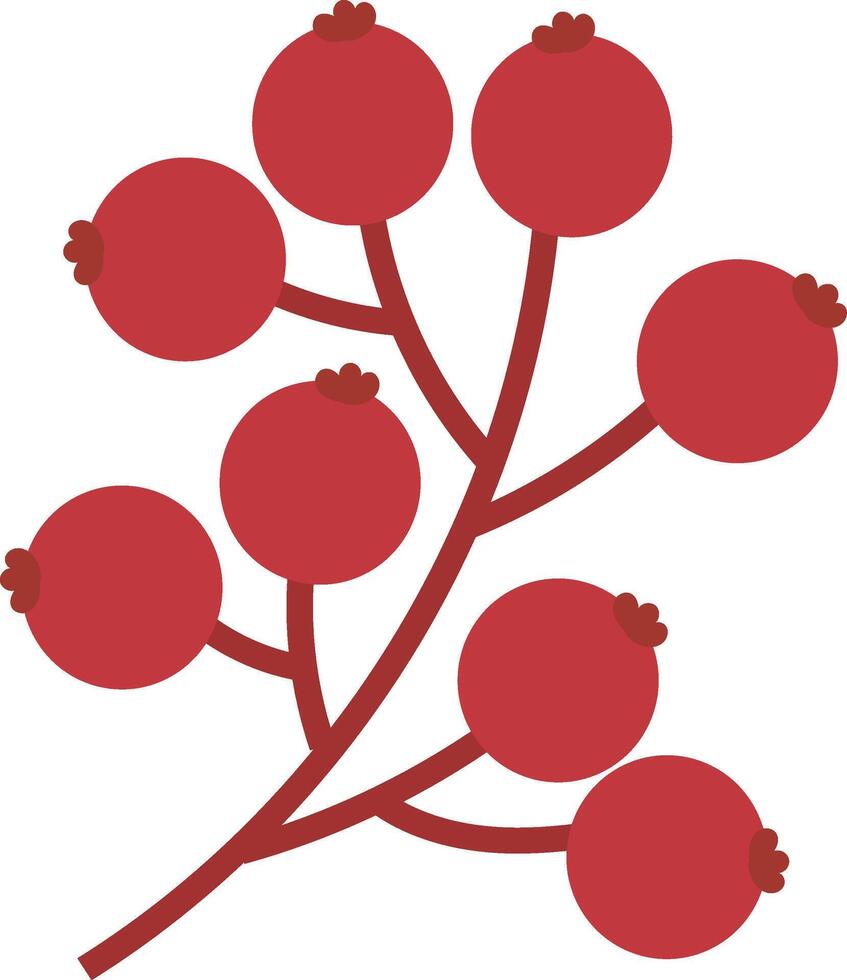 Red berries on a delicate branch add vibrant autumn color, suitable for fall designs, seasonal themes, nature backgrounds, or food concepts vector