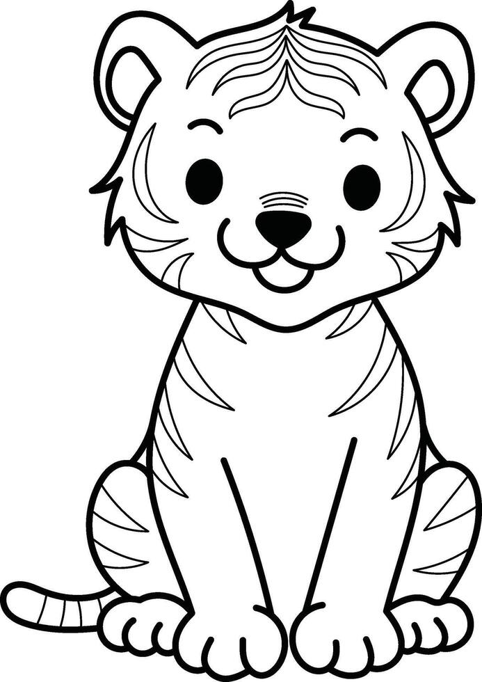 Tiger cub cartoon perfect for children's books, educational materials, wildlife conservation campaigns, wildlife themed products, apparel, and various marketing materials vector
