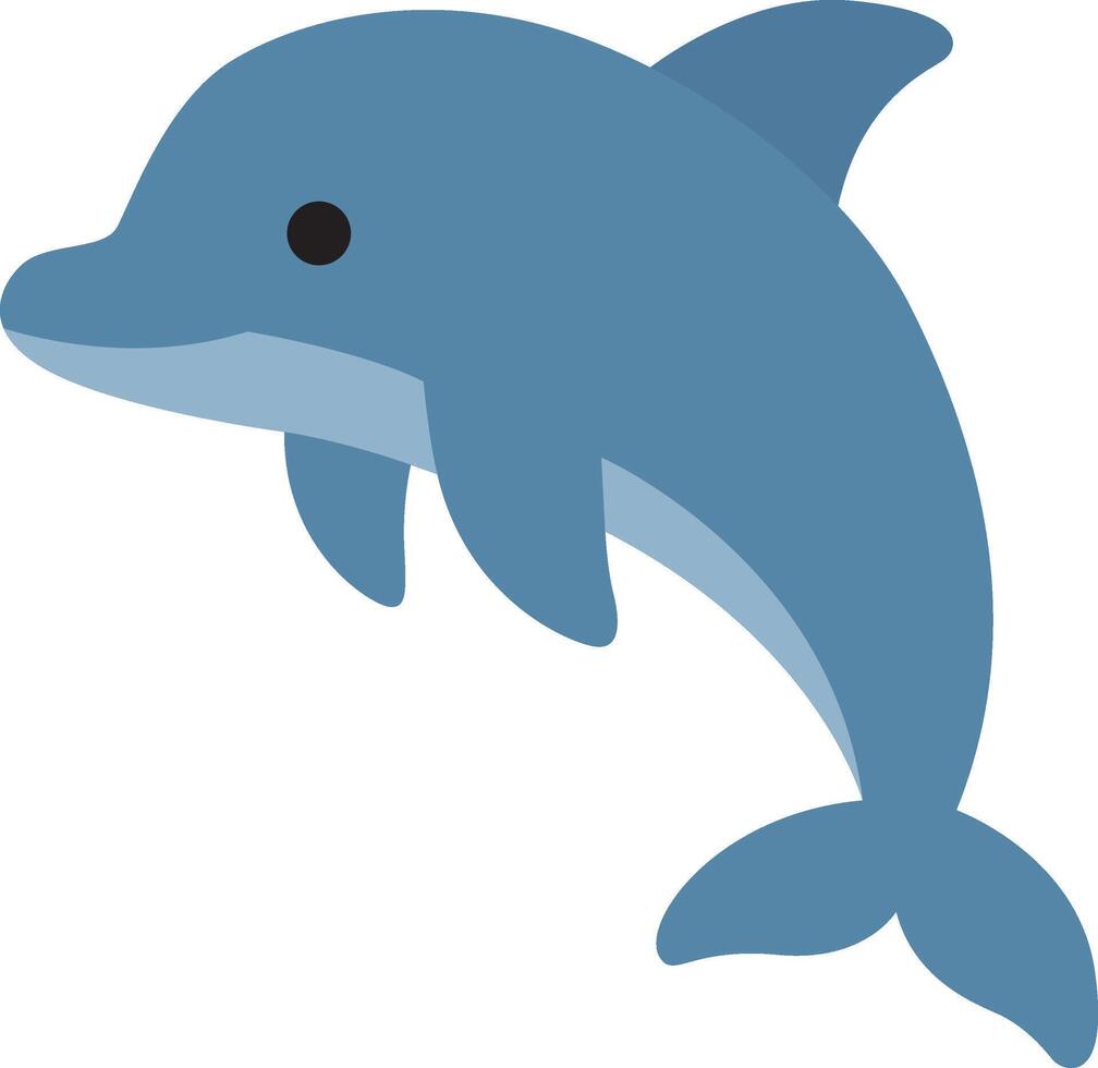 Cute dolphin leaping in blue cartoon splash suitable for children's books, educational materials, animations, and nature themed designs. Joyful marine creatures vector