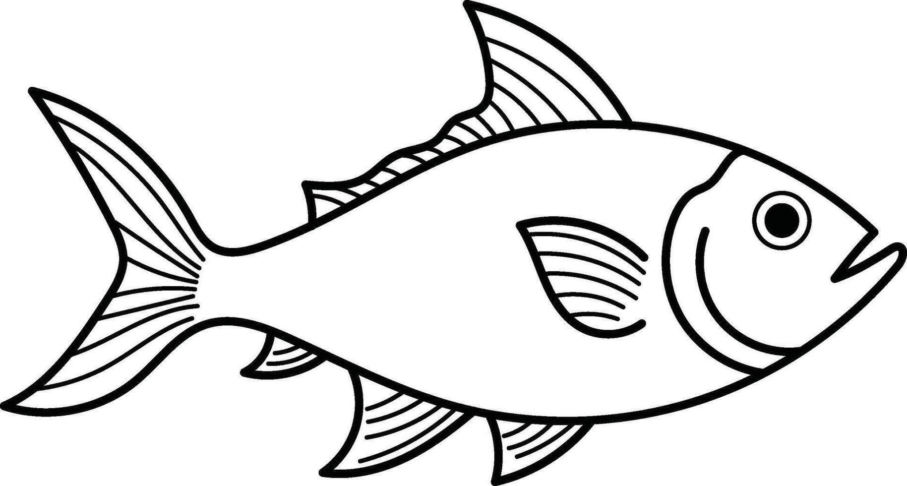 Tuna fish illustration suitable for branding, packaging, and sports. Leaping powerful fish depicted in sleek black line drawing style vector