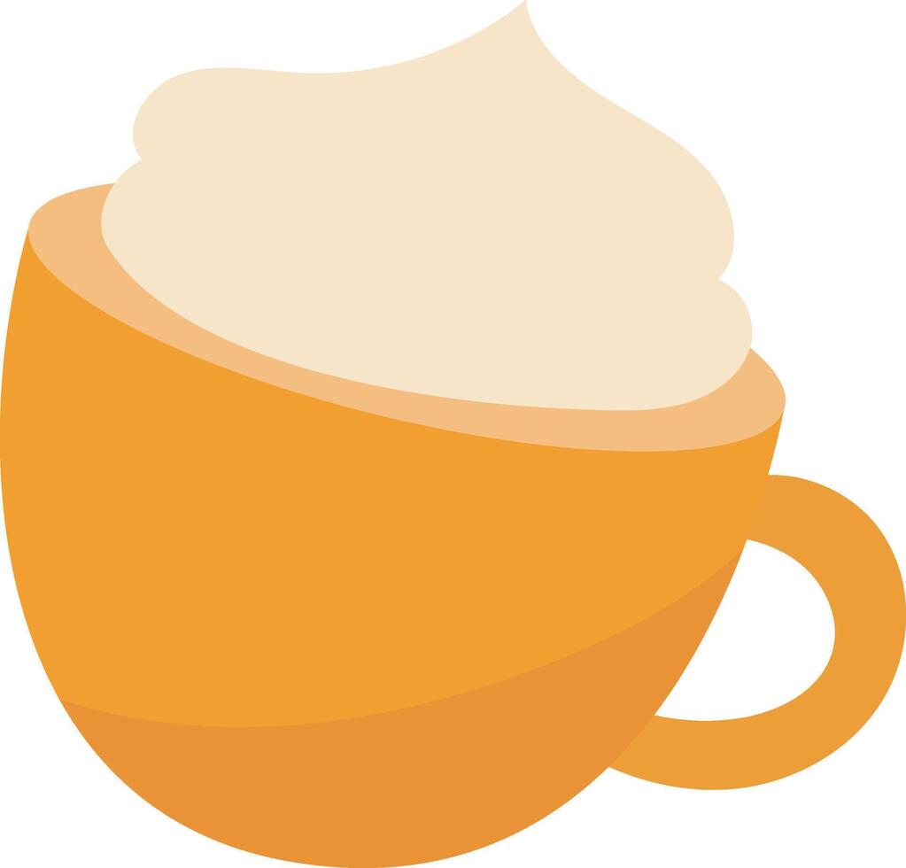 Coffee cup filled with delightful frothy brew topped with whipped cream. Suitable for coffee shop menus, social media posts, and advertising vector