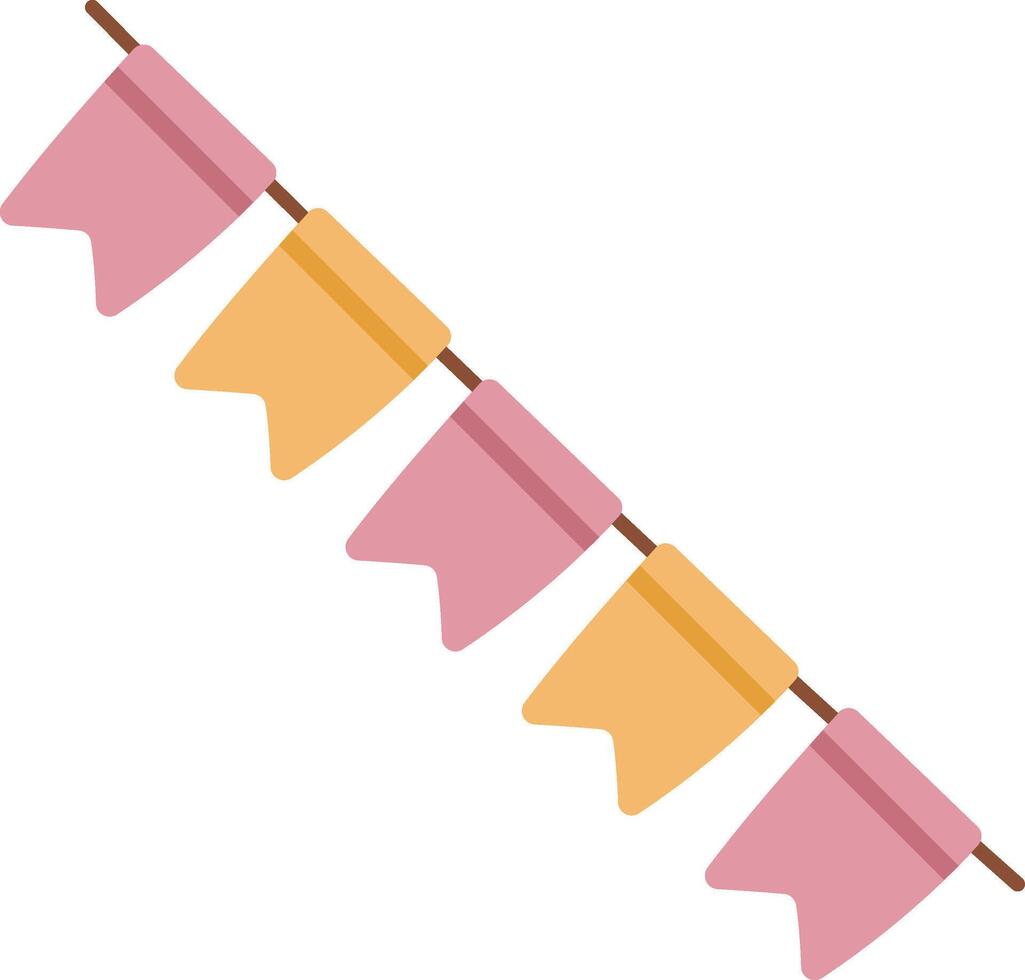 Bunting flag with vibrant pink and yellow party flags for festive celebrations. Perfect for party invitations, greeting cards, and event promotions vector