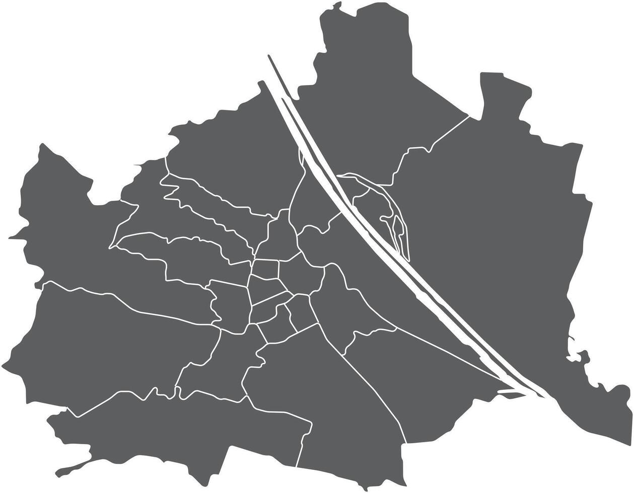 Map of Vienna Austria with Urban Areas vector