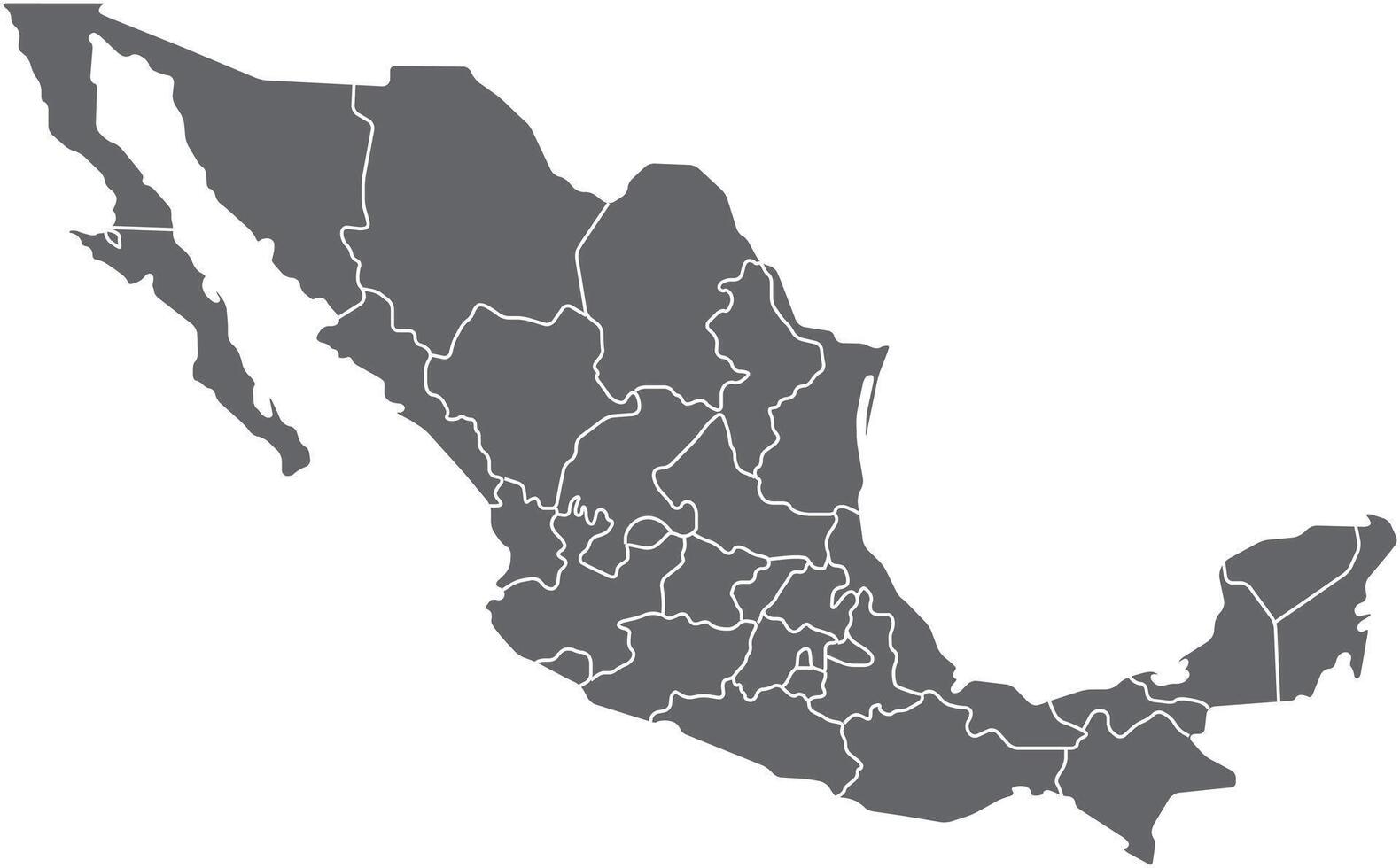 Map of Mexico with States and Borders vector