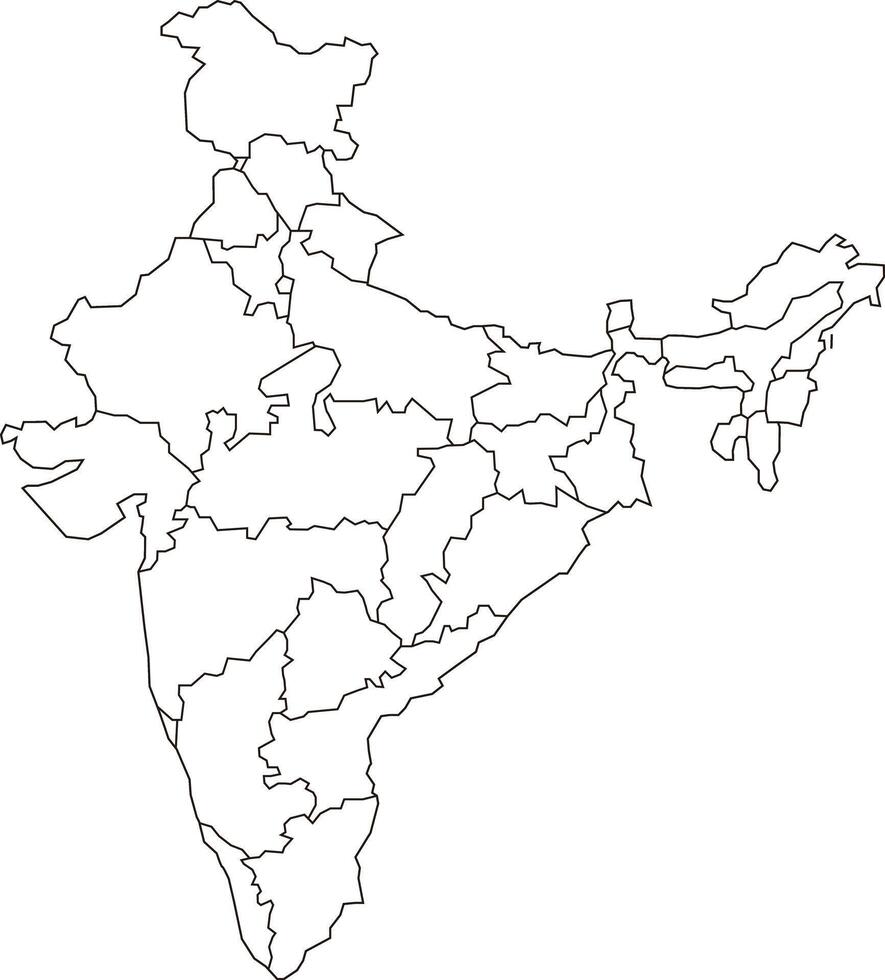 India Map with States and Borders vector