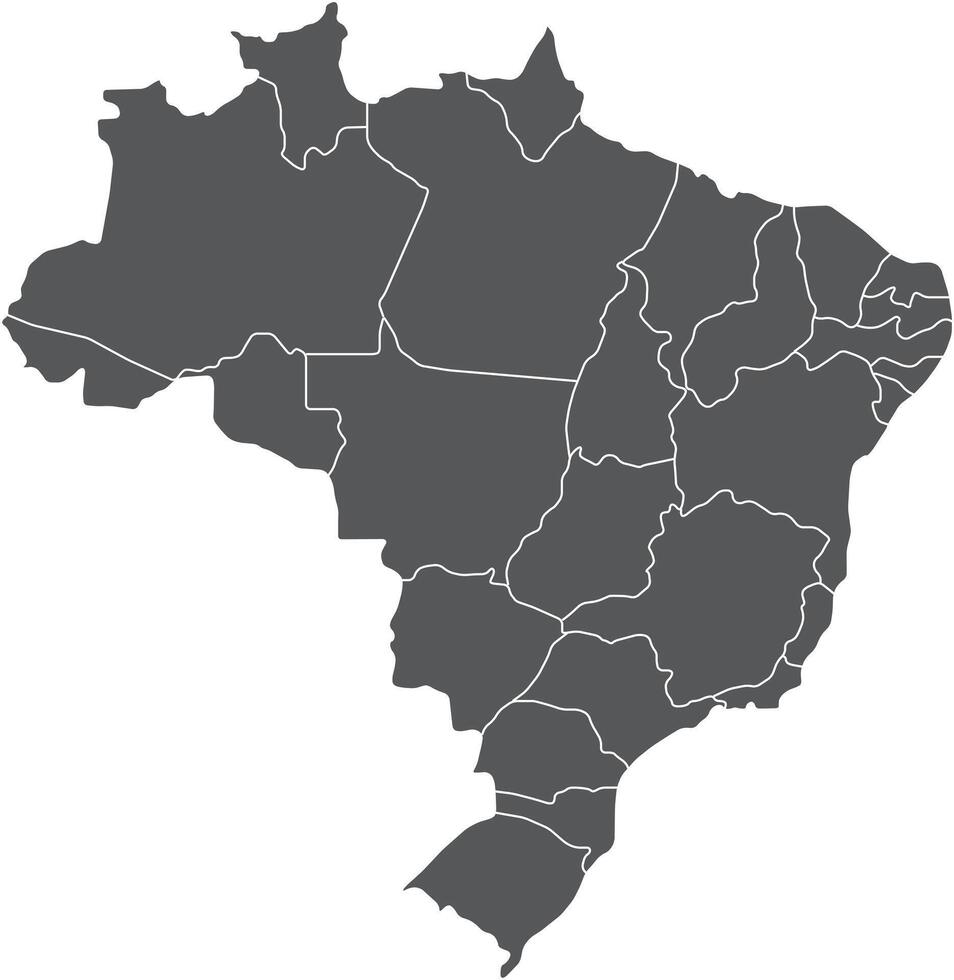 Map of Brazil with States and Borders vector