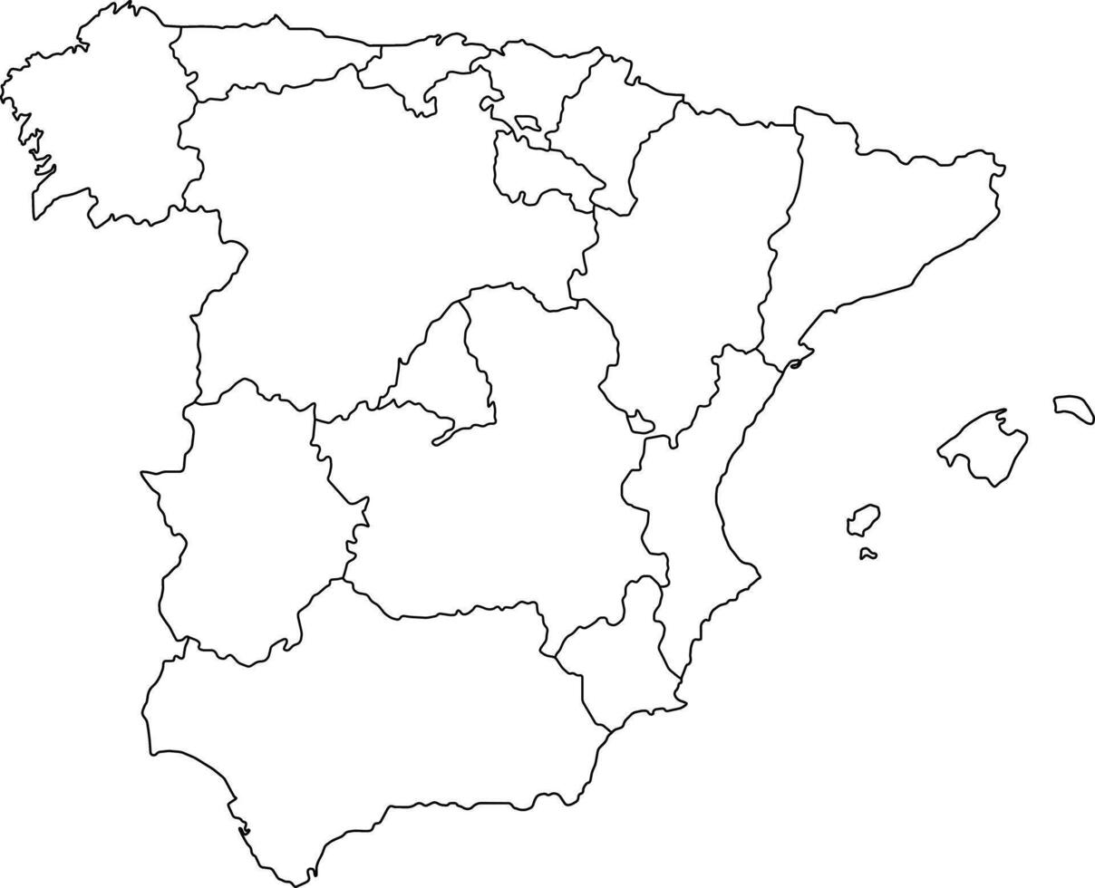 Map of Spain with Regions and Borders vector